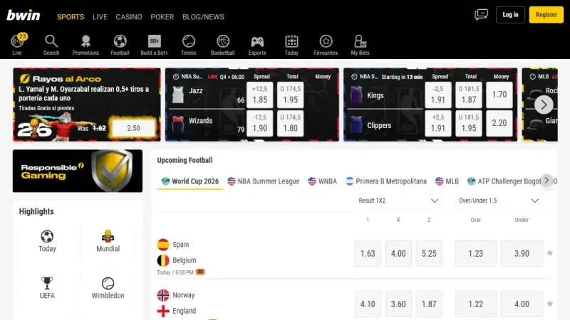 Captura de la web de Bwin