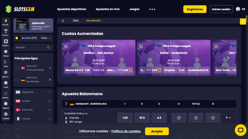 Captura 1 de la web de SlotGems en español