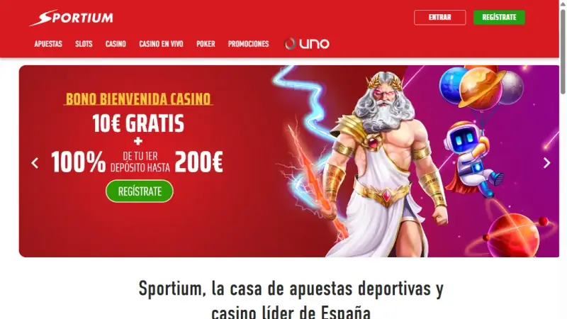 Captura de la web de Sportium