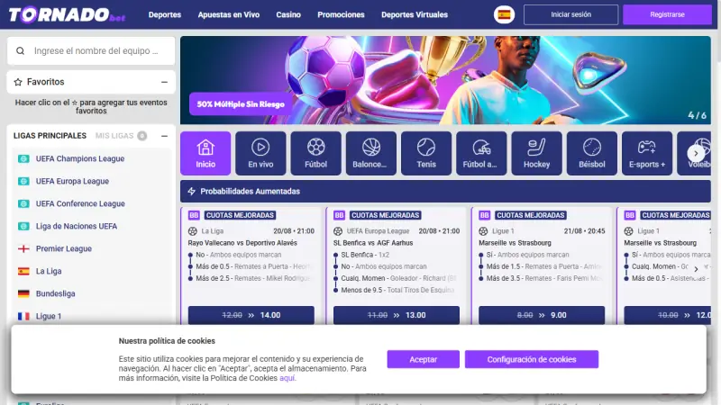Captura 1 de la web de Tornadobet en español