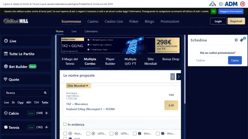 Captura de la web de William Hill